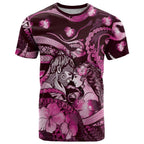 Personalised Maori Romantic Valentine T Shirt The Hongi Kiss Pink Galaxy