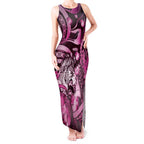 Personalised Maori Romantic Valentine Tank Maxi Dress The Hongi Kiss Pink Galaxy