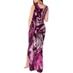 Personalised Maori Romantic Valentine Tank Maxi Dress The Hongi Kiss Pink Galaxy