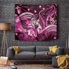 Maori Romantic Valentine Tapestry The Hongi Kiss Pink Galaxy