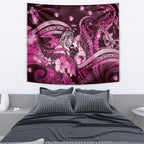 Maori Romantic Valentine Tapestry The Hongi Kiss Pink Galaxy