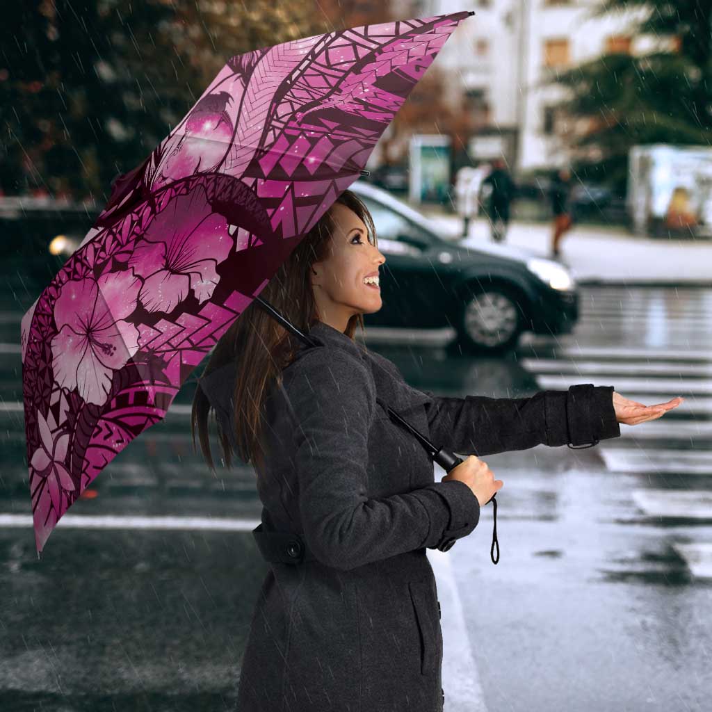 Maori Romantic Valentine Umbrella The Hongi Kiss Pink Galaxy