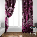 Maori Romantic Valentine Window Curtain The Hongi Kiss Pink Galaxy