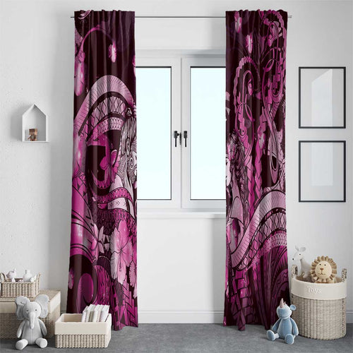 Maori Romantic Valentine Window Curtain The Hongi Kiss Pink Galaxy