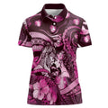 Personalised Maori Romantic Valentine Women Polo Shirt The Hongi Kiss Pink Galaxy