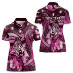 Personalised Maori Romantic Valentine Women Polo Shirt The Hongi Kiss Pink Galaxy