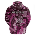 Personalised Maori Romantic Valentine Zip Hoodie The Hongi Kiss Pink Galaxy