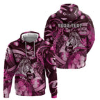 Personalised Maori Romantic Valentine Zip Hoodie The Hongi Kiss Pink Galaxy