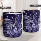 Maori Romantic Valentine Laundry Basket The Hongi Kiss Purple Galaxy