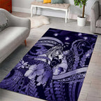 Maori Romantic Valentine Area Rug The Hongi Kiss Purple Galaxy