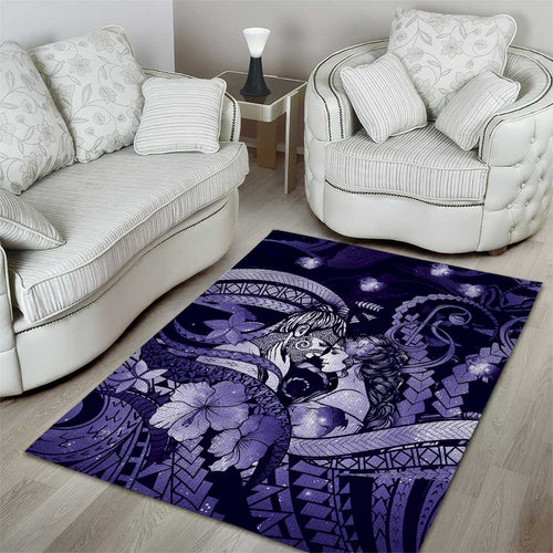 Maori Romantic Valentine Area Rug The Hongi Kiss Purple Galaxy