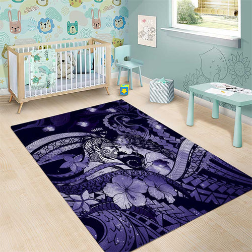 Maori Romantic Valentine Area Rug The Hongi Kiss Purple Galaxy