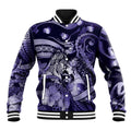 Personalised Maori Romantic Valentine Baseball Jacket The Hongi Kiss Purple Galaxy