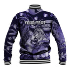 Personalised Maori Romantic Valentine Baseball Jacket The Hongi Kiss Purple Galaxy