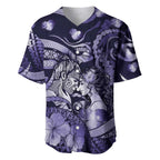 Personalised Maori Romantic Valentine Baseball Jersey The Hongi Kiss Purple Galaxy