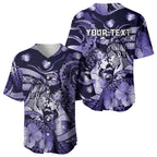 Personalised Maori Romantic Valentine Baseball Jersey The Hongi Kiss Purple Galaxy