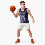 Personalised Maori Romantic Valentine Basketball Jersey The Hongi Kiss Purple Galaxy