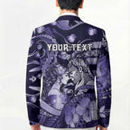 Personalised Maori Romantic Valentine Blazer The Hongi Kiss Purple Galaxy