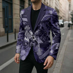 Personalised Maori Romantic Valentine Blazer The Hongi Kiss Purple Galaxy