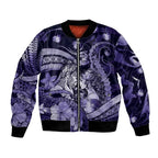 Personalised Maori Romantic Valentine Bomber Jacket The Hongi Kiss Purple Galaxy