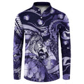 Personalised Maori Romantic Valentine Button Sweatshirt The Hongi Kiss Purple Galaxy