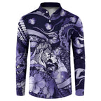 Personalised Maori Romantic Valentine Button Sweatshirt The Hongi Kiss Purple Galaxy