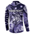 Personalised Maori Romantic Valentine Button Sweatshirt The Hongi Kiss Purple Galaxy
