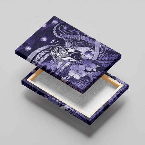 Maori Romantic Valentine Canvas Wall Art The Hongi Kiss Purple Galaxy