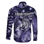 Personalised Maori Romantic Valentine Family Matching Long Sleeve Bodycon Dress and Hawaiian Shirt The Hongi Kiss Purple Galaxy