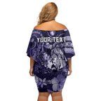 Personalised Maori Romantic Valentine Family Matching Off Shoulder Short Dress and Hawaiian Shirt The Hongi Kiss Purple Galaxy