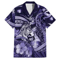 Personalised Maori Romantic Valentine Family Matching Summer Maxi Dress and Hawaiian Shirt The Hongi Kiss Purple Galaxy