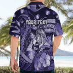 Personalised Maori Romantic Valentine Hawaiian Shirt The Hongi Kiss Purple Galaxy