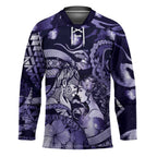 Personalised Maori Romantic Valentine Hockey Jersey The Hongi Kiss Purple Galaxy