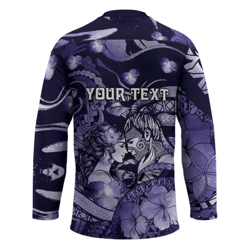 Personalised Maori Romantic Valentine Hockey Jersey The Hongi Kiss Purple Galaxy