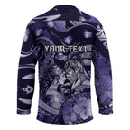 Personalised Maori Romantic Valentine Hockey Jersey The Hongi Kiss Purple Galaxy
