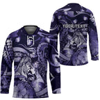 Personalised Maori Romantic Valentine Hockey Jersey The Hongi Kiss Purple Galaxy