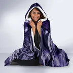 Maori Romantic Valentine Hooded Blanket The Hongi Kiss Purple Galaxy
