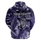Personalised Maori Romantic Valentine Hoodie The Hongi Kiss Purple Galaxy