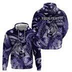 Personalised Maori Romantic Valentine Hoodie The Hongi Kiss Purple Galaxy