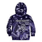 Personalised Maori Romantic Valentine Kid Hoodie The Hongi Kiss Purple Galaxy