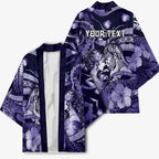 Personalised Maori Romantic Valentine Kimono The Hongi Kiss Purple Galaxy
