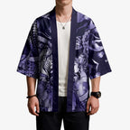 Personalised Maori Romantic Valentine Kimono The Hongi Kiss Purple Galaxy