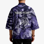 Personalised Maori Romantic Valentine Kimono The Hongi Kiss Purple Galaxy