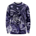 Personalised Maori Romantic Valentine Long Sleeve Shirt The Hongi Kiss Purple Galaxy