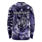 Personalised Maori Romantic Valentine Long Sleeve Shirt The Hongi Kiss Purple Galaxy