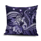 Maori Romantic Valentine Pillow Cover The Hongi Kiss Purple Galaxy