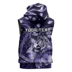 Personalised Maori Romantic Valentine Sleeveless Hoodie The Hongi Kiss Purple Galaxy
