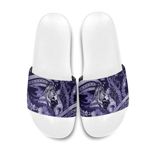 Maori Romantic Valentine Slide Sandals The Hongi Kiss Purple Galaxy