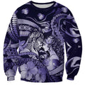 Personalised Maori Romantic Valentine Sweatshirt The Hongi Kiss Purple Galaxy
