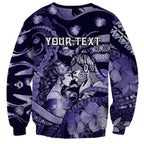 Personalised Maori Romantic Valentine Sweatshirt The Hongi Kiss Purple Galaxy